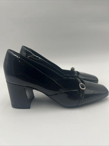 Women’s Anne Klein Laural Black Patent Block Heels Size 7W Anne Klein