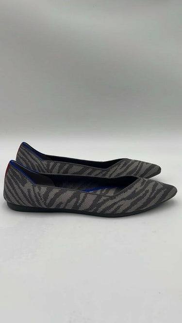 ROTHY’S “THE POINT” Gray Zebra Knit Pointed Toe Slip On Flats Womens Size 8 Rothy’s