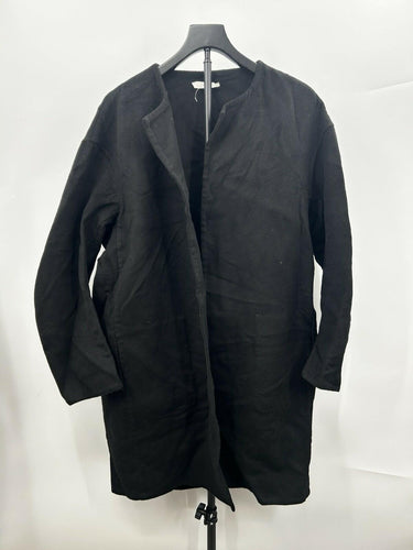 Vince Womans Black Long-sleeve No Collar Coat Open Front Size XS Vince