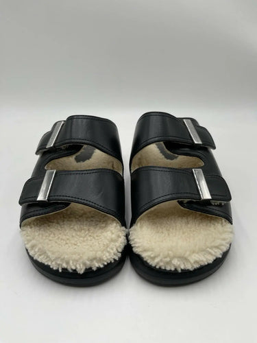 Alexander McQueen Black Leather Shearling Lined Sandals Size 39D Alexander McQueen