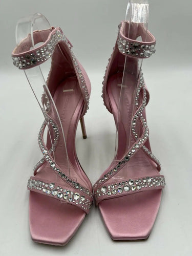 Alexander McQueen crystal-embellished satin high-heel sandals In Pink Size 37.5 Alexander McQueen