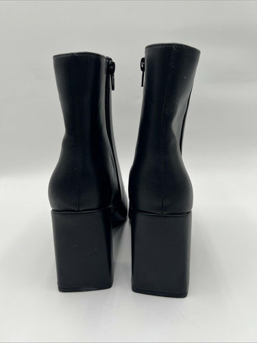 Kelly & Katie FENI Black Synthetic Square Toe Side Zip Ankle Boots, Size 8W Kelly & Katie