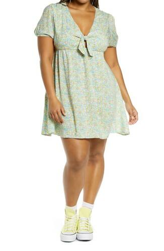Plus Size Women's Bp. Tie Front Dress, Multicolor size 2X BP.