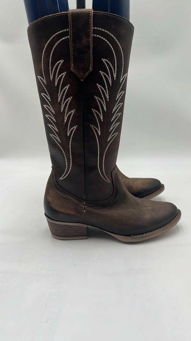 Circle G Women's Tobacco Embroidery Zip Leather Western Boots Size 6 Circle G