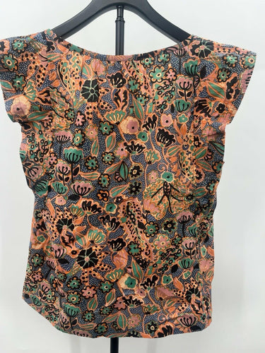 ALC Top Womens Floral Ruffle Sleeve Square Neck Boho Cotton Blend 4 A.L.C.