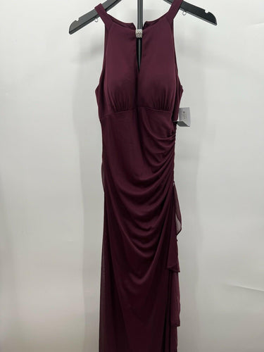 Betsy & Adam Burgundy Halter Maxi Dress Evening Gown Wedding Guest Rhinestone 6 Betsy & Adam