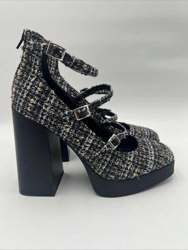 Women’s Mix No. 6 Rezzie Back Zip Block Heels Textile Size 10M Mix No. 6