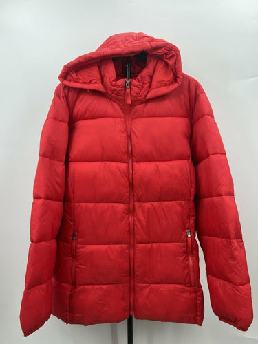 St John's Bay Puffer Jacket Womens Red Hooded Zip Pockets Lightweight NWT 2X St. John's Bay