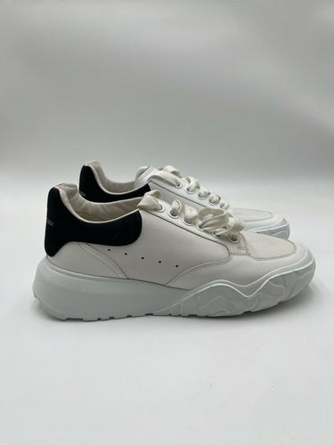 Alexander McQueen Court Trainer in White and Black Leather Size 37 Alexander McQueen