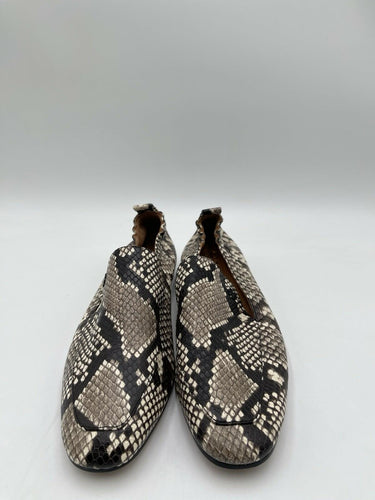 Tory Burch Women's Kira Snake Embossed Stretch Travel Loafer Black/White Sz 8.5M