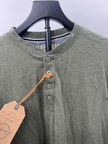 Weatherproof Vintage Henley Shirt Mens Long Sleeve Rifle Green Heather Cotton M Weatherproof