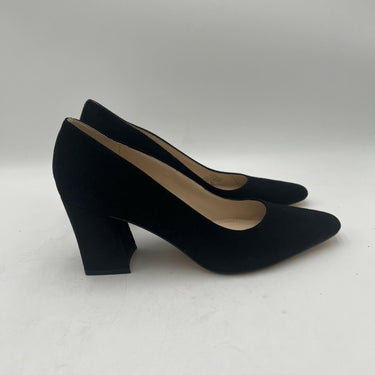 Woman's Marc Fisher Keri Black Suede Block Heel Pump Size 7.5M Marc Fisher