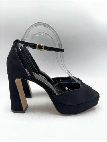 Vince Camuto Brenla Ankle Strap Platform Black Suede Leather Sandal Size 8 M Vince Camuto