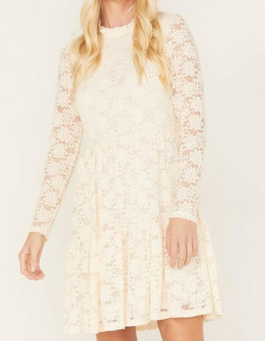 NWD MOLLY BRACKEN WOMEN'S LONG SLEEVE LACE DRESS Off White Size S Molly Bracken