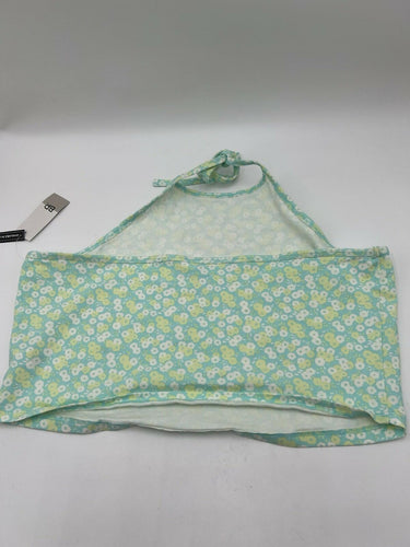 BP Halter Crop Top Womens Green Yellow White Floral Tie Neck NWT XL