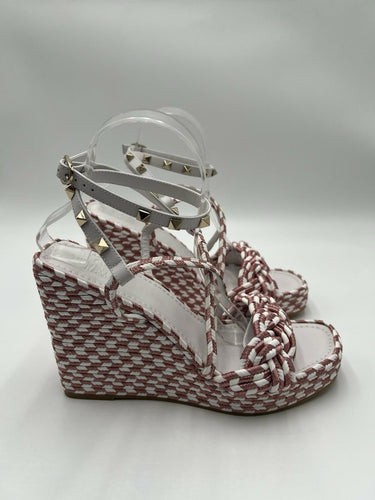 Women’s Valentino Garavani Rockstud rope wedge espadrille sandals Size 39 Valentino
