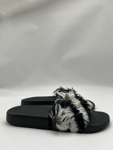 Valentino Garavani goose feather slide sandals black and white feathers Size 39 Valentino Garavani