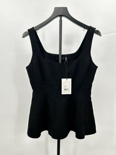 Theory Womans black peplum top Lightweight Drapey Crepe Size M Theory