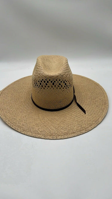 Rodeo King Natural Straw Cowboy Hat Open Crown Vented Wide Brim Long Oval 6 7/8 Rodeo King