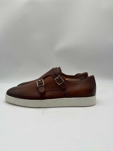 Santoni Men's Atlantis double monk strap sneakers Brown Leather Size 8