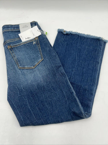 NWT Sam Edelman The Chelsea Wide Leg Crop Jeans Blue Denim Raw Hem Size 25 Sam Edelman