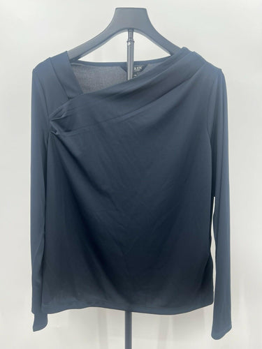 Lauren Ralph Lauren Top Long Sleeve Navy Wrap Draped Asymmetric Blouse XL Lauren Ralph Lauren