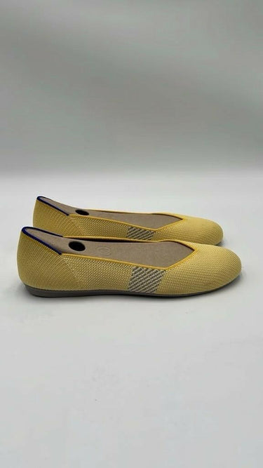 Women’s Rothy’s The Flat Lemon Stripe Slip On Ballet Shoes Knit Yellow Size 7.5 Rothy’s