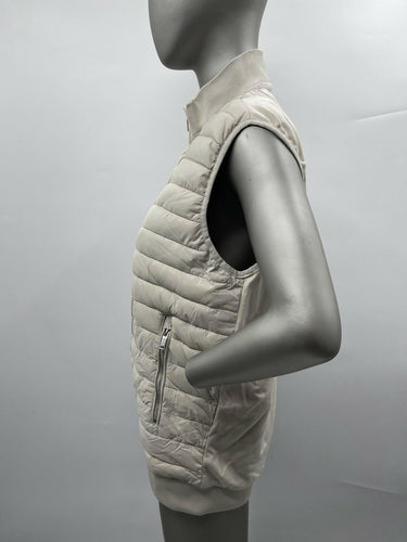NWT Women’s Tahari Full Zip Sleeveless Puffer Vest Color Cement Size S Tahari