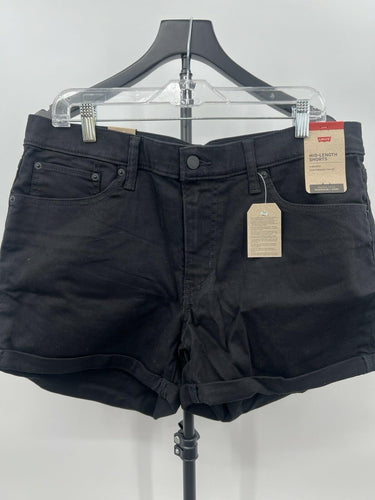 Levi's Mid-Length Shorts Mid Rise Slim Black Denim Cuffed NWT Womens Size 16 W33 Levi's