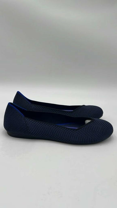 Women’s Rothy's The Flat Round Toe Knit Ballet Shoes Black / Navy Blue Size 7.5 Rothy’s