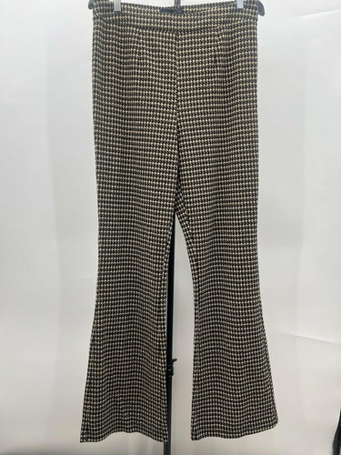 Sanctuary Pants Brown Beige Houndstooth Flare Knit Pull On Pant XL Sanctuary