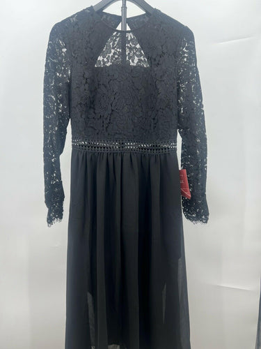 Truth & Fable Dress Womens Black Lace Maxi Long Sleeve Keyhole Formal NWT L Truth & Fable