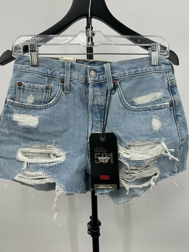 Levi's 501 Shorts NWT High Rise Distressed Destroyed Light Wash Womens Size 26 Levi's