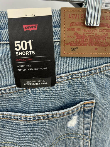 Levis 501 Shorts Womens High Rise Distressed Ripped Cutoff Denim Shorts NWT W34 Levi's