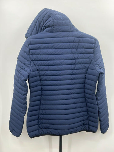 BCBGMAXAZRIA Puffer Jacket Womens Navy Blue Hooded Eco Fill size XS BCBGMAXAZRIA