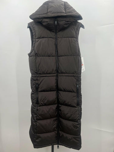 DKNY Vest Womens Brown Long Puffer Hooded Full Zip Pockets Quilted Winter NWT XS DKNY