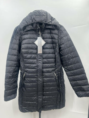32 Degrees Heat Jacket Womens Black Packable Long Hooded Puffer Lightweight L 32 Degrees