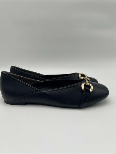 NWOB Kelly & Katie SIENA Black Faux Leather Round Toe Bit Flats Women’s 9.5 M Kelly & Katie