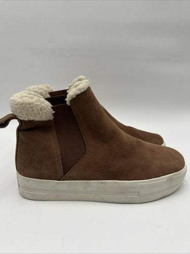 Saks Fifth Avenue "Justina" Faux Fur Slip-On Suede Sneaker Boot Size 9.5M Saks Fifth Avenue