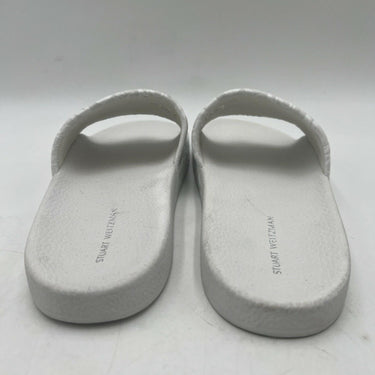 Stuart Weitzman SW Skater Pool Slide in white embossed leather Size 9B Stuart Weitzman