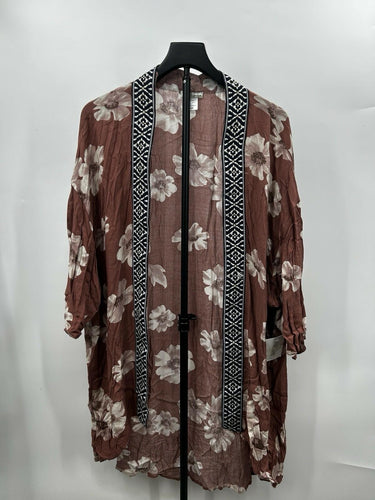 Wild Moss mauve Woman’s floral kimono distinctive Embroidered Border Size S Wild Moss