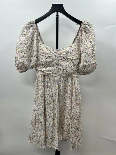 NWT Heartloom puff sleeve mini dress features a vibrant pastel floral Size L Heartloom