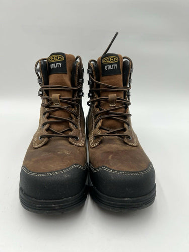 KEEN Utility Mens Waterproof Safety Toe Work Boots Brown Size 8