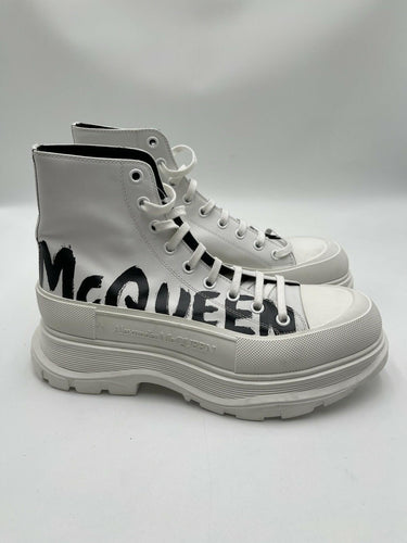 Alexander McQueen Tread Slick Boot in Optic White graffiti logo print Size 44 Alexander McQueen