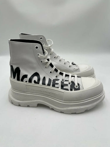 Alexander McQueen Tread Slick Boot in Optic White graffiti logo print Size 44 Alexander McQueen