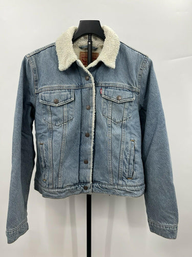 Levi's Ex Boyfriend Sherpa Trucker Jacket Light Wash Denim Oversized Size XL Levi’s