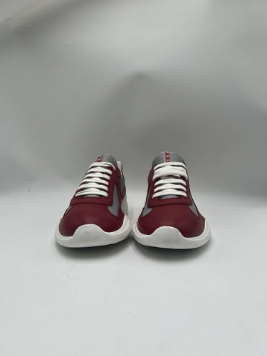 Prada America's Cup sneakers in red Leather Silver Mesh Size 7UK PRADA