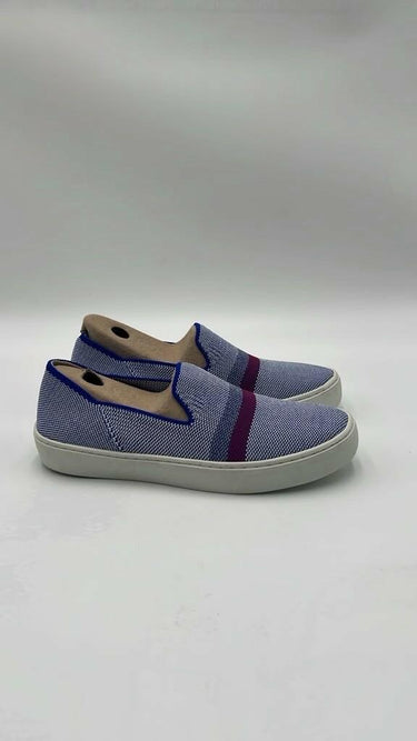 Rothy’s THE ORIGINAL Blue/White Knit Round Toe Slip On Sneakers Women’s 5.5 Rothy’s