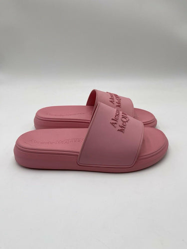 Alexander McQueen women's logo slide sandals in pastel pink Size 39 Alexander