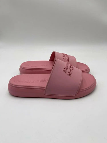 Alexander McQueen women's logo slide sandals in pastel pink Size 39 Alexander